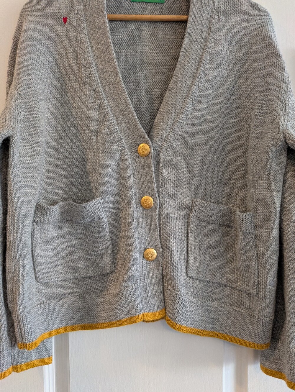 Clare V Oscar Cardigan Baby Alpaca Knit Sweater Gray Preppy Classic Size XS/S - Picture 4 of 14